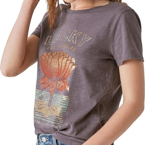 Lucky Brand Lotus Short Sleeve Tee Womens S - Picture 2 of 5
